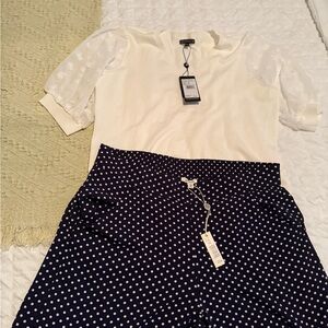 Mac Studio Navy blue Polka Dot wide leg Pants